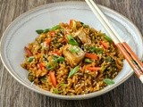 Brown Rice Stir-Fry with Tofu, Broccoli and Red Bell Pepper