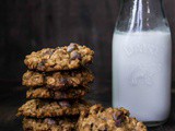 Eggless Banana Chocolate Chip Oatmeal Cookies