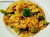 Farfalle with Broccoli in creamy tomato sauce