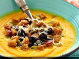 Crema di zucca, carote e curcuma con funghi pioppini