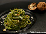 Linguine con pesto di bietole, noci e pecorino