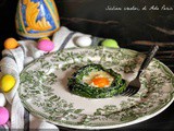 Nidi di agretti e uova al forno