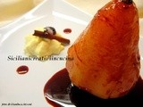 Pere cotte con salsa al vino e chantilly all’arancia