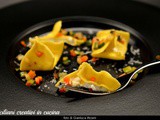 Ravioli di latte di bufala e verdure croccanti alla colatura di alici