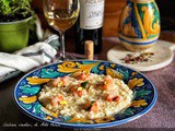 Risotto cacio e pepe con tartare di gamberi