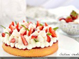 Torta madeleine con ricotta e fragole