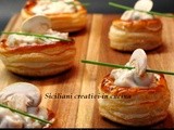 Vol-au-vent di pollo, funghi e besciamelle