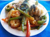 Shrimp Stir Fry with Green Curry Sauce for #FishFridayFoodies