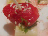 Amuse-bouches  Tomme et fraise  anisé à l'aneth