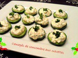 Canapés de concombre aux crevettes