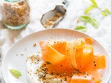 Carrot salad with yogurt dressing and dukkah