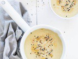 Celeriac and apple soup with poppy seed or sesame seed