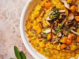 Creamy vegan pumpkin risotto recipe with mushrooms