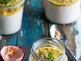 Delicious vegan pannacotta with passion fruit