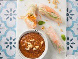 Fresh Vietnamese spring rolls with peanut sauce