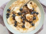 Quinoa breakfast bowl with nuts and banana
