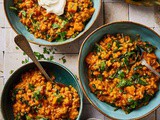Sweet potato and spinach dahl with red lentils