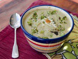 Roasted Broccoli and Garlic Soup with Cheddar