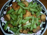 Stir Fried French Beans with Fried Tofu and Preserved Radish