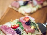 Ahi Tuna Pizzas with Mozzarella and Basil