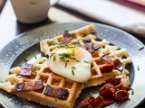Smoked Salmon Waffles with Poached Egg