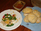 Meal Idea: Spinach salad, Sautéed chicken strips, Biscuits, Whipped honey, Mixed fruit