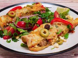 Greek-style Pork Enchiladas with Feta and Peppers