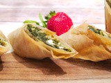 Kale with Spinach and Feta Filo Rolls