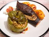 Stuffed Eggplants and Peppers with Rice and Herbs