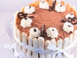 Eggless tiramisu charlotte - with vanilla sponge cake