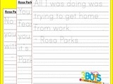 Black History: Rosa Parks Handwriting Worksheets (grades 1-2)