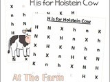 Farm Animals Find the Letter h is for Holstein Cow