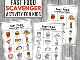 Fast Food Scavenger Hunt Printable