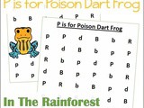 Find the Letter p is for Poison Dart Frog Worksheets