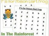 Find the Letter p is for Poison Dart Frog Worksheets