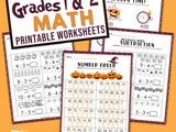 Halloween Math Worksheets for Grades 1 and 2