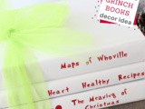 Homemade Grinch Bookstack for Christmas