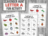 Letter a Scavenger Hunt Printable