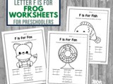 Letter f is for Frog Worksheets