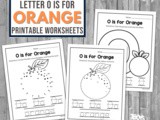 Letter o is for Orange Worksheets