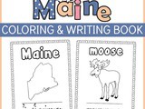 Maine Handwriting and Coloring Sheets