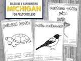 Michigan Coloring and Handwriting Worksheets