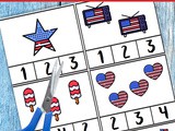 Patriotic Counting Clip Cards