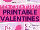 Printable Sea Creatures Valentine Cards for Kids