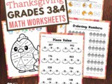 Thanksgiving Math Printables for Grades 3 and 4