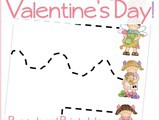 Valentine Preschool Cutting Practice Printable Worksheets