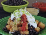 Black Bean Totchos with Garlic Lemon Sauce