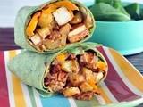 Chipotle tofu potato burrito with chipotle mayo