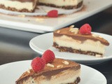 Chocolate ganache swirl cheesecake with almond fig crust