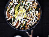 Fire Roasted Poblano Chilaquiles with Spicy Cumin Cream